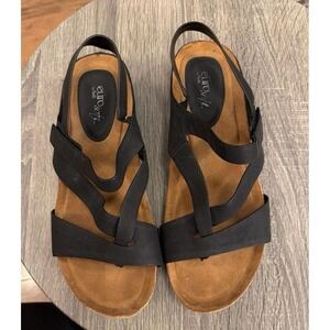 Sofft, Euro Soft, Black Strap Sandal, 10 Womens, Black